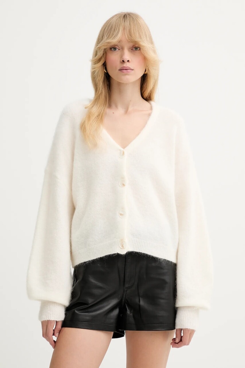 Vlnený kardigán Gestuz béžová farba, 10910789