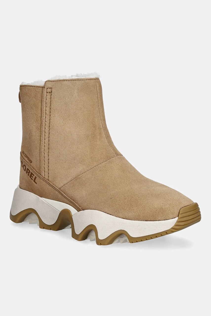 Semišové snehule Sorel KINETIC IMPACT SHORT BOOT hnedá farba, 2111921253