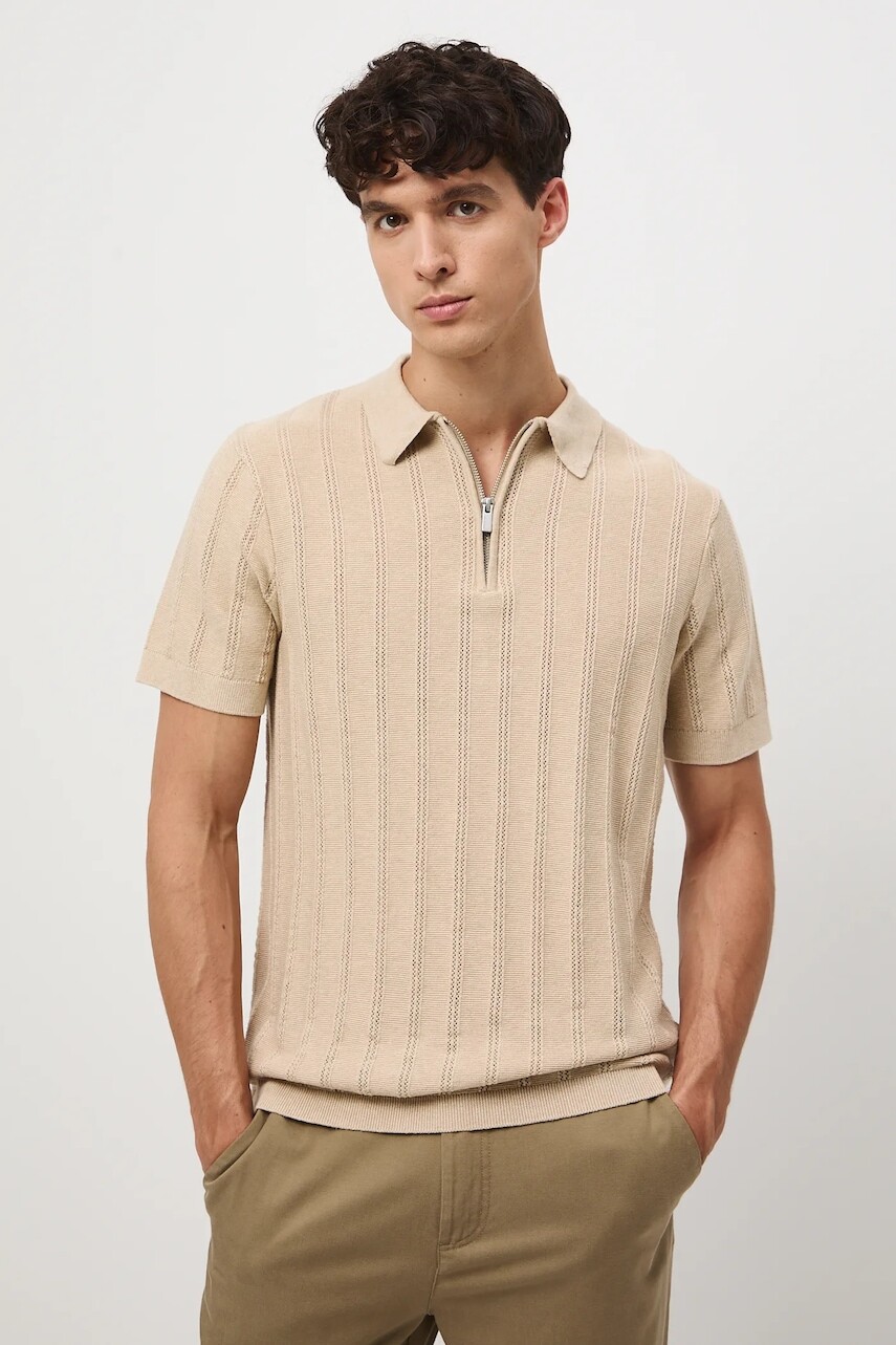 Bavlnené polo tričko Medicine béžová farba, jednofarebné