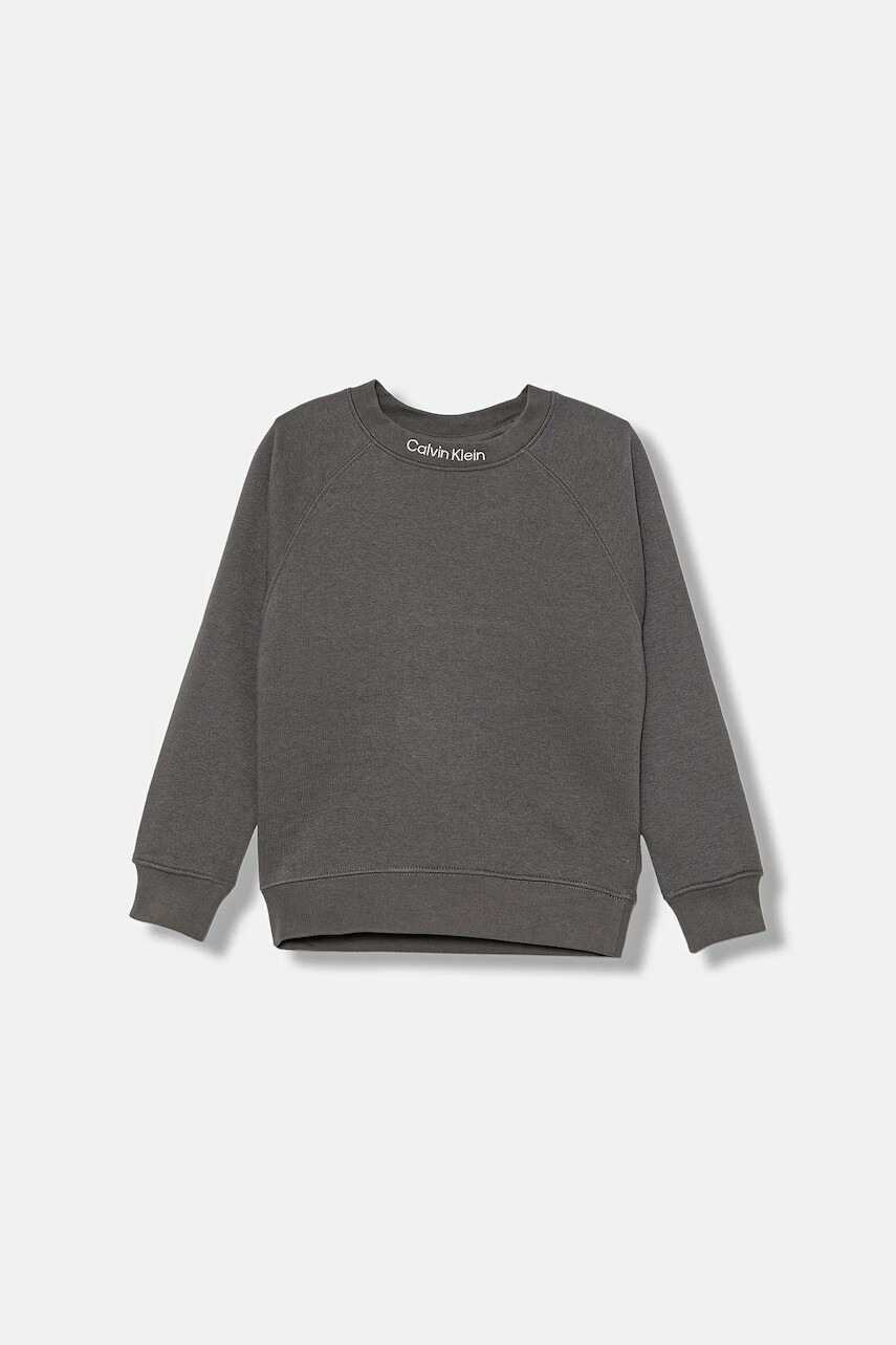 Detská bavlnená mikina Calvin Klein Jeans šedá farba, s potlačou, IB0IB02599