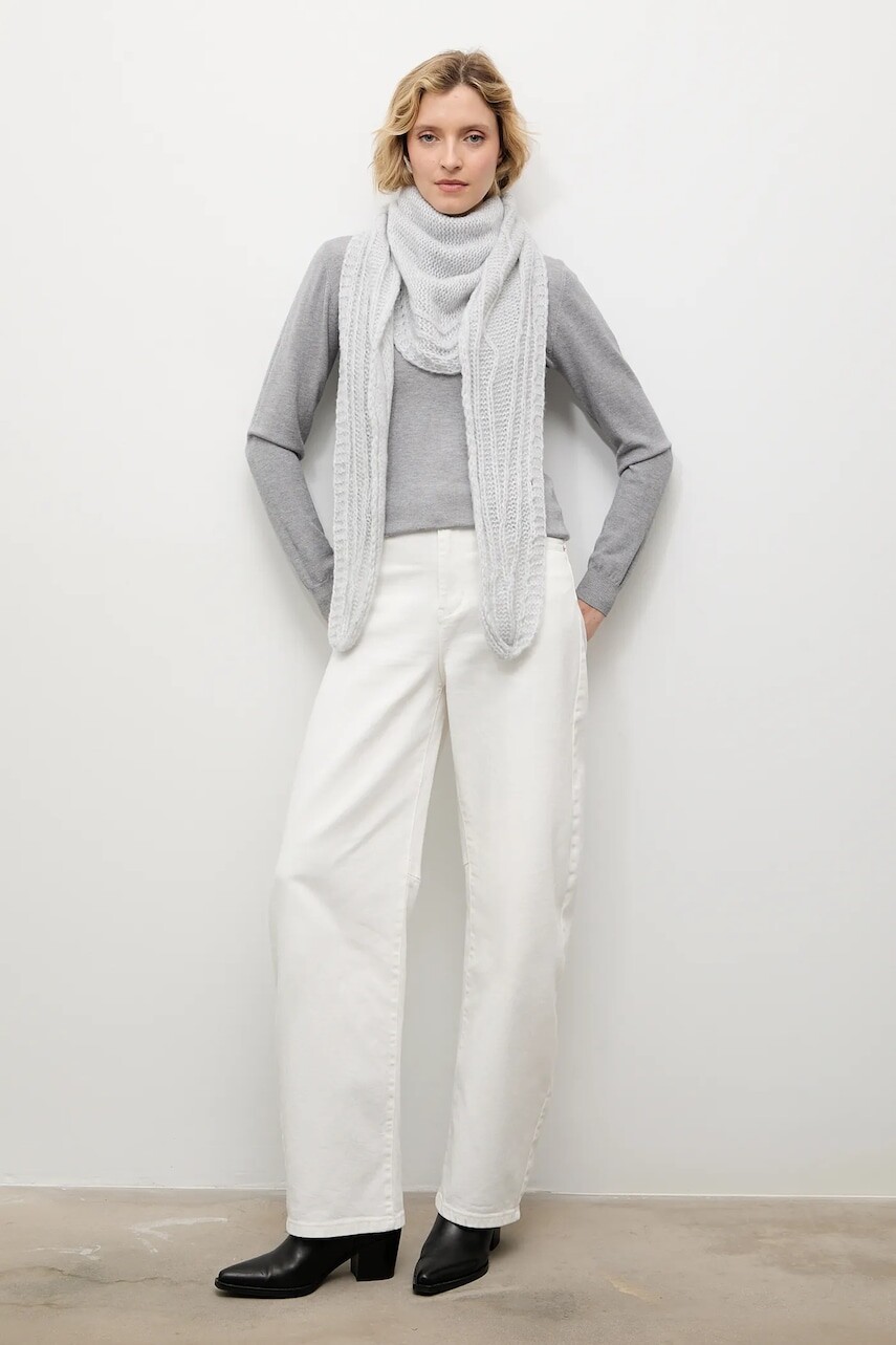 Vlnený šál Answear.LAB šedá farba, jednofarebná