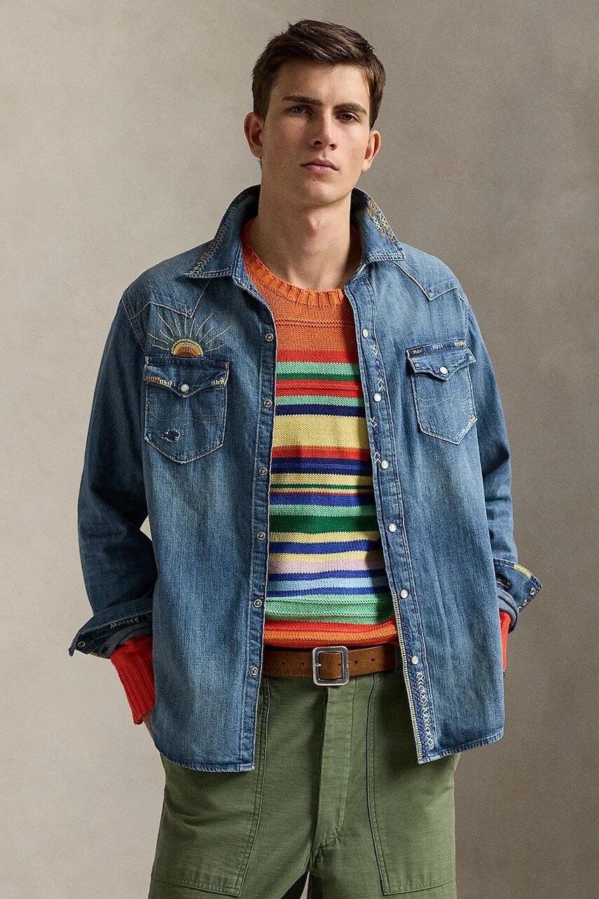 Rifľová košeľa Polo Ralph Lauren Long Sleeve Sport Shirt pánska, regular, s klasickým golierom, 710963181