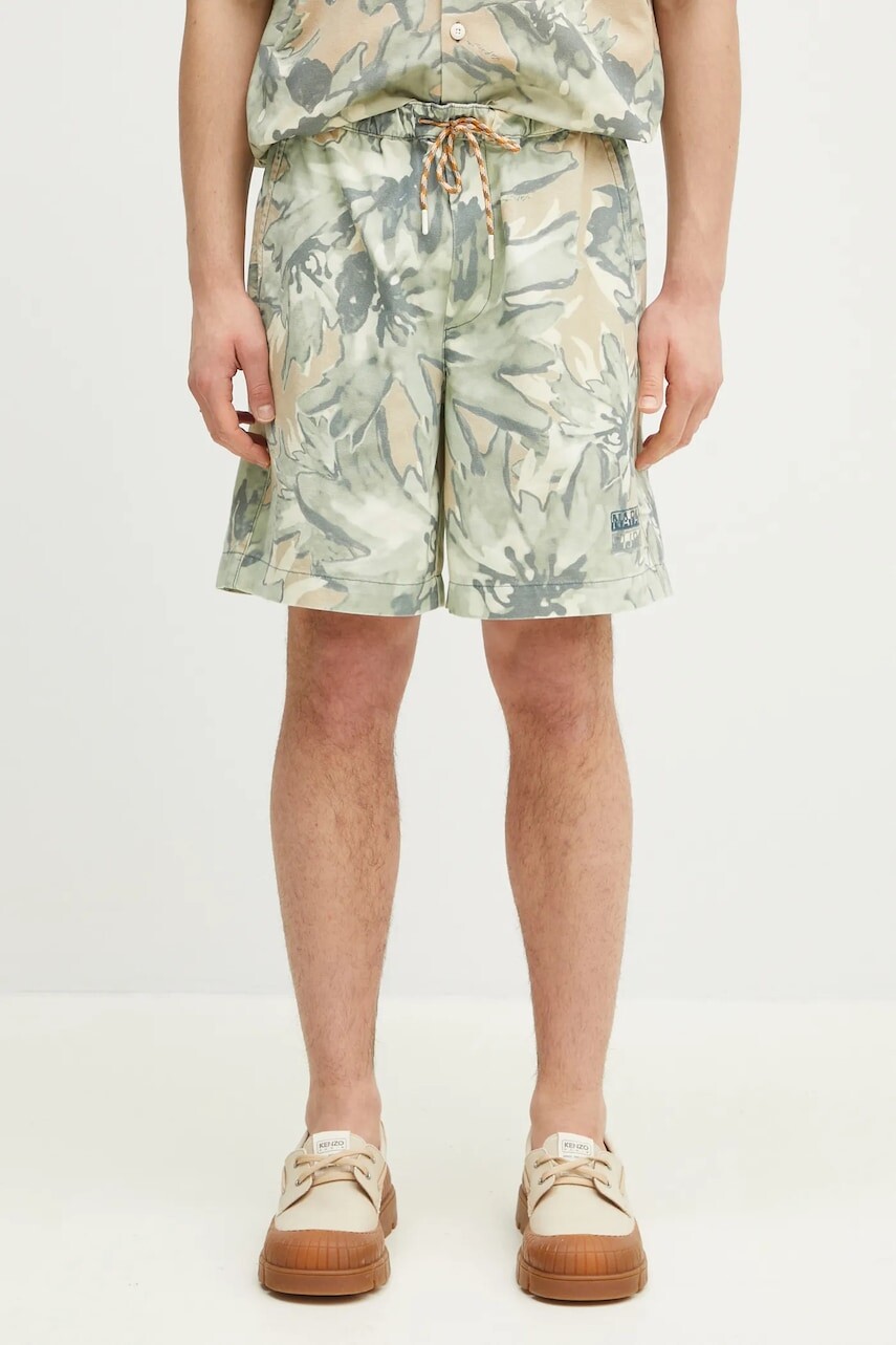 Rifľové krátke nohavice Napapijri N-Talla Aop pánske, zelená farba, NP0A4IBRFCU1