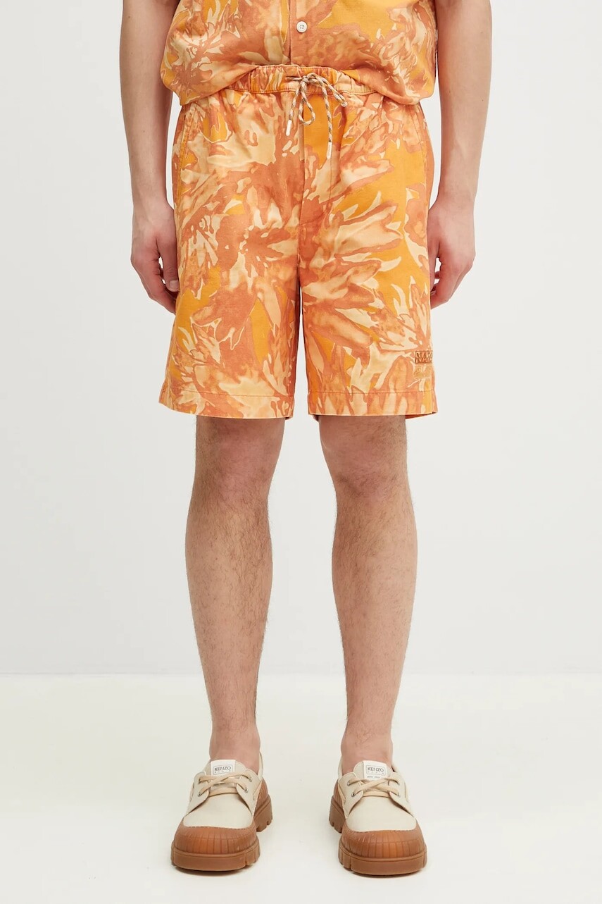 Rifľové krátke nohavice Napapijri N-Talla Aop pánske, oranžová farba, NP0A4IBRFED1