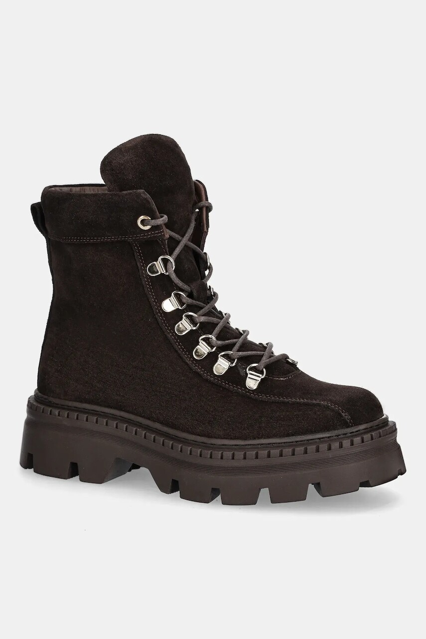 Semišové workery Answear.LAB hnedá farba, na platforme