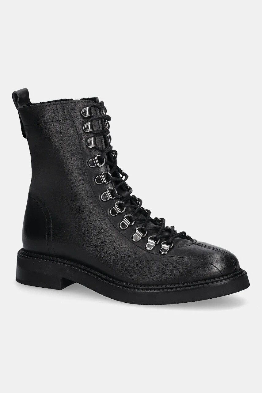 Kožené workery Answear.LAB čierna farba, na plochom podpätku