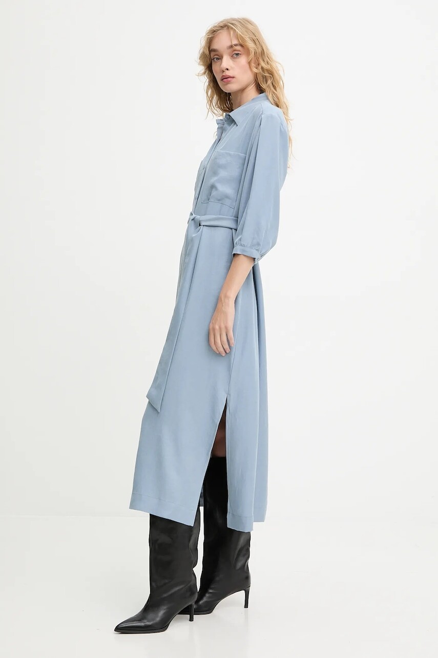 Šaty Answear.LAB modrá farba, midi, rovný strih