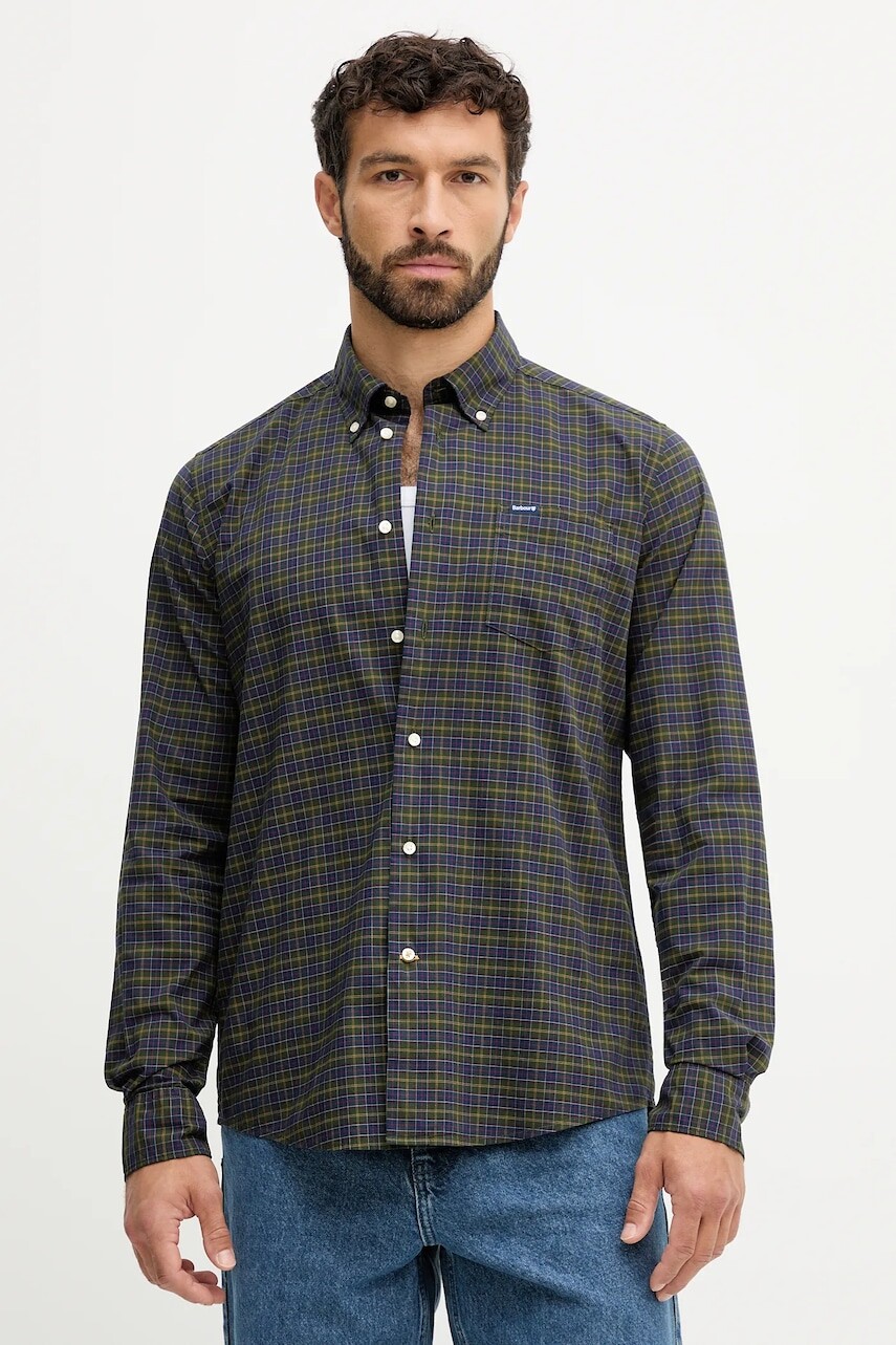 Košeľa Barbour šedá farba, regular, s klasickým golierom