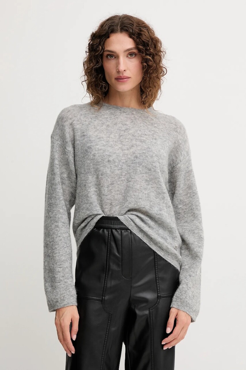 Vlnený sveter Mos Mosh MAPE šedá farba, ľahký, 173310
