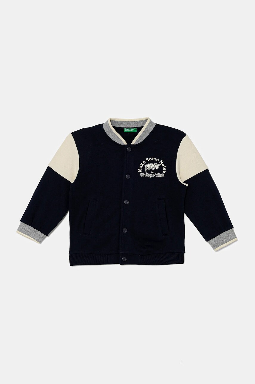 Detská mikina United Colors of Benetton tmavomodrá farba, jednofarebná, 32N4G503Z