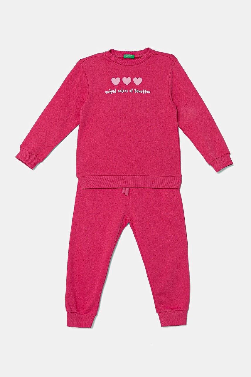Detská bavlnená tepláková súprava United Colors of Benetton ružová farba, 3J68GK00S