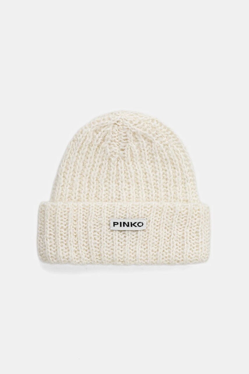 Vlnená čiapka Pinko biela farba, 105989 A2Z2