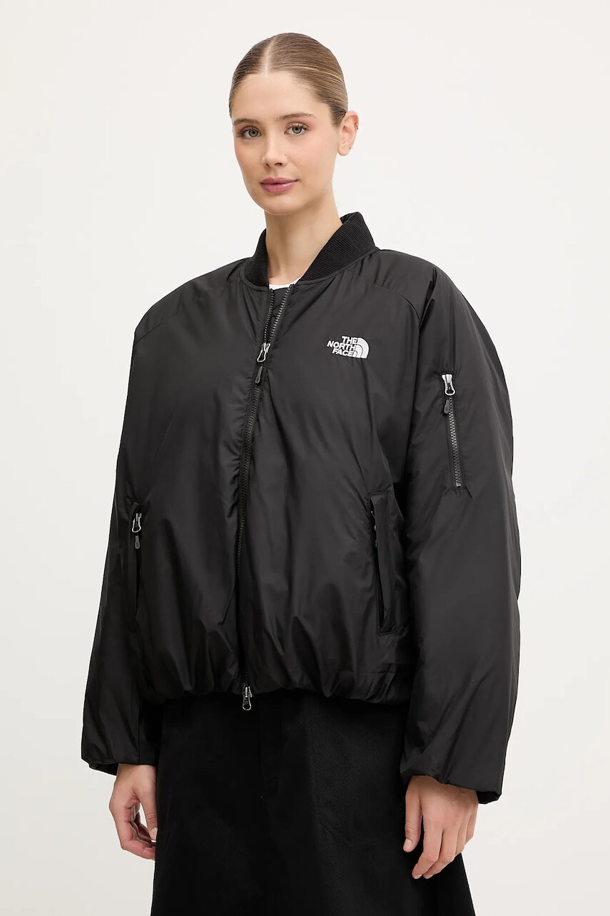Bunda The North Face Choqa čierna farba, zimná, oversize, NF0A8F1WJK31