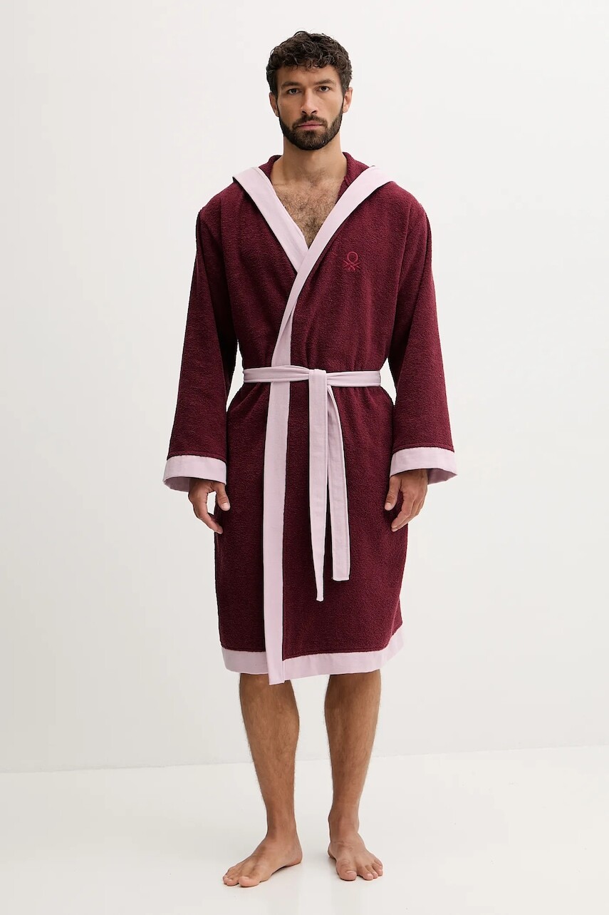 Bavlnený župan United Colors of Benetton bordová farba, 6ORD2801R