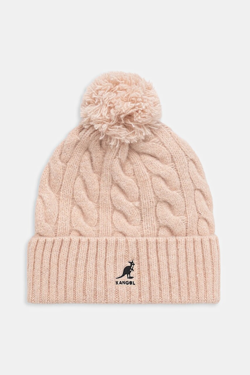 Čiapka s prímesou vlny Kangol POMPOM ružová farba, K4460SM.LP683