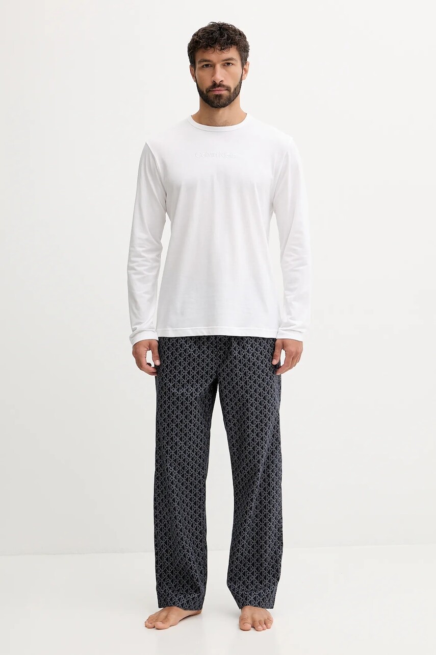 Bavlnené pyžamo Calvin Klein Underwear biela farba, vzorované, LV00NM2953