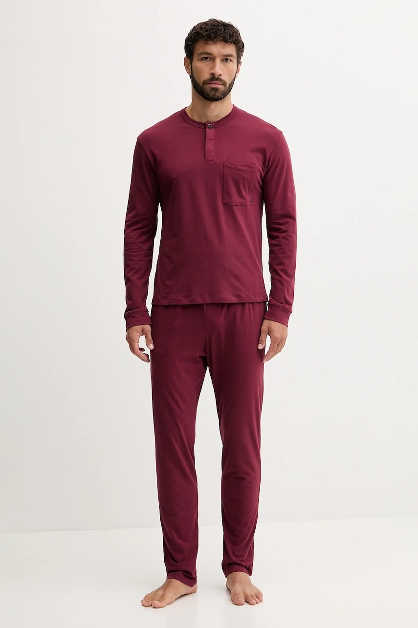 Bavlnené pyžamo United Colors of Benetton bordová farba, jednofarebné, 3VD04P02W