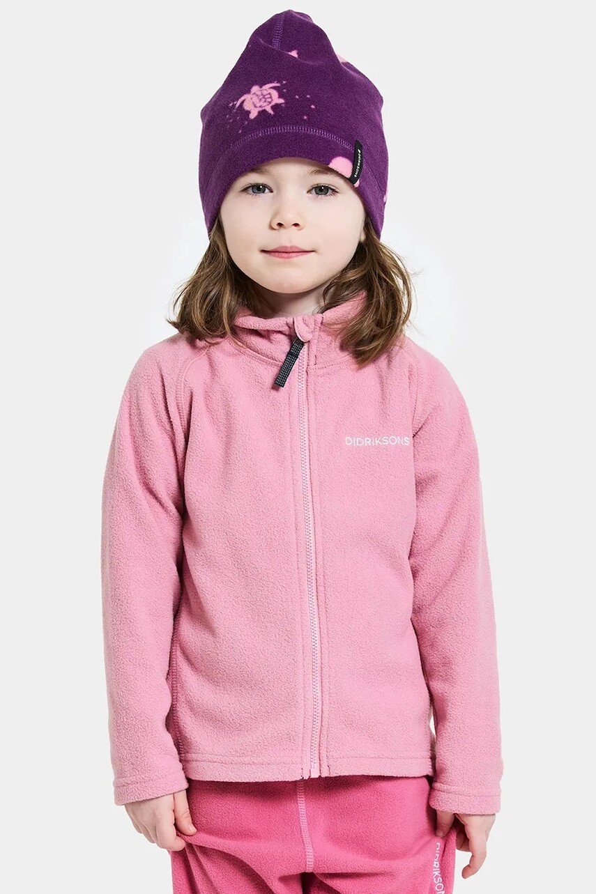 Mikina Didriksons MONTE KIDS FZ 10 ružová farba, jednofarebná, 505026