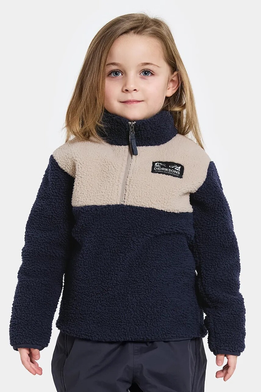 Mikina Didriksons GOSIG KIDS HALFZIP tmavomodrá farba, jednofarebná, 505536
