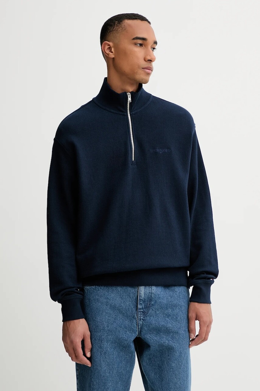 Bavlnená mikina Tommy Jeans tmavomodrá farba, jednofarebná, DM0DM21880