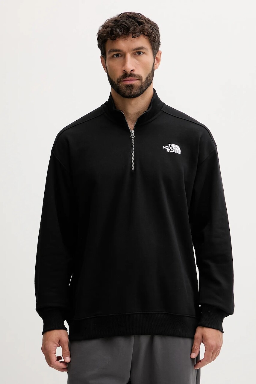 Bavlnená mikina The North Face čierna farba, s nášivkou, NF0A8F24JK31