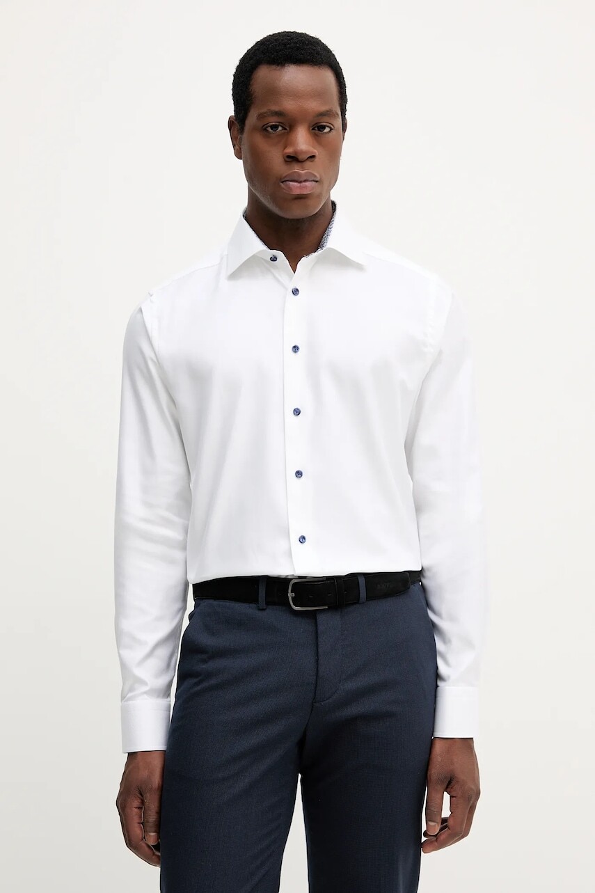 Bavlnená košeľa Eton biela farba, slim, s talianskym golierom, 100013906