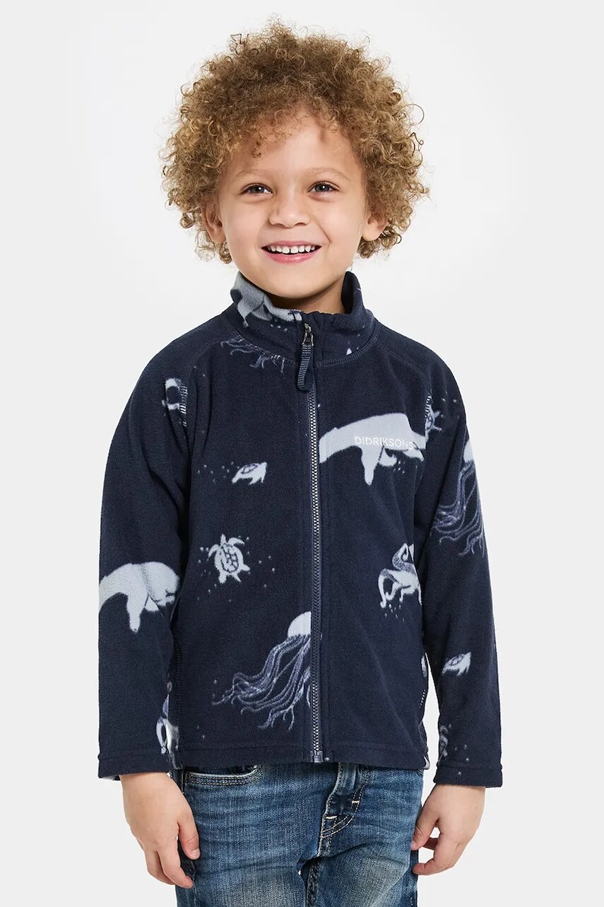 Mikina Didriksons MONTE PR K FZ 10 tmavomodrá farba, vzorovaná, 505940