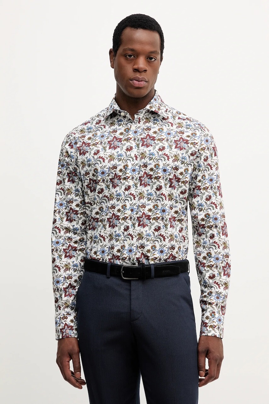 Bavlnená košeľa Eton biela farba, slim, s talianskym golierom, 100013941