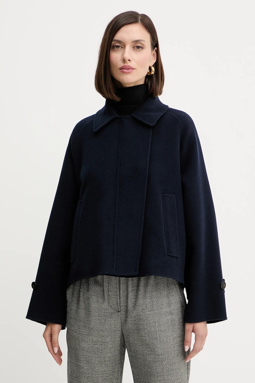 Vlnený kabát Weekend Max Mara CARELLA tmavomodrá farba, 2525086031600