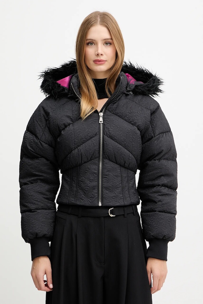 Bunda Versace Jeans Couture čierna farba, zimná, 79HAUD03 CQ15D