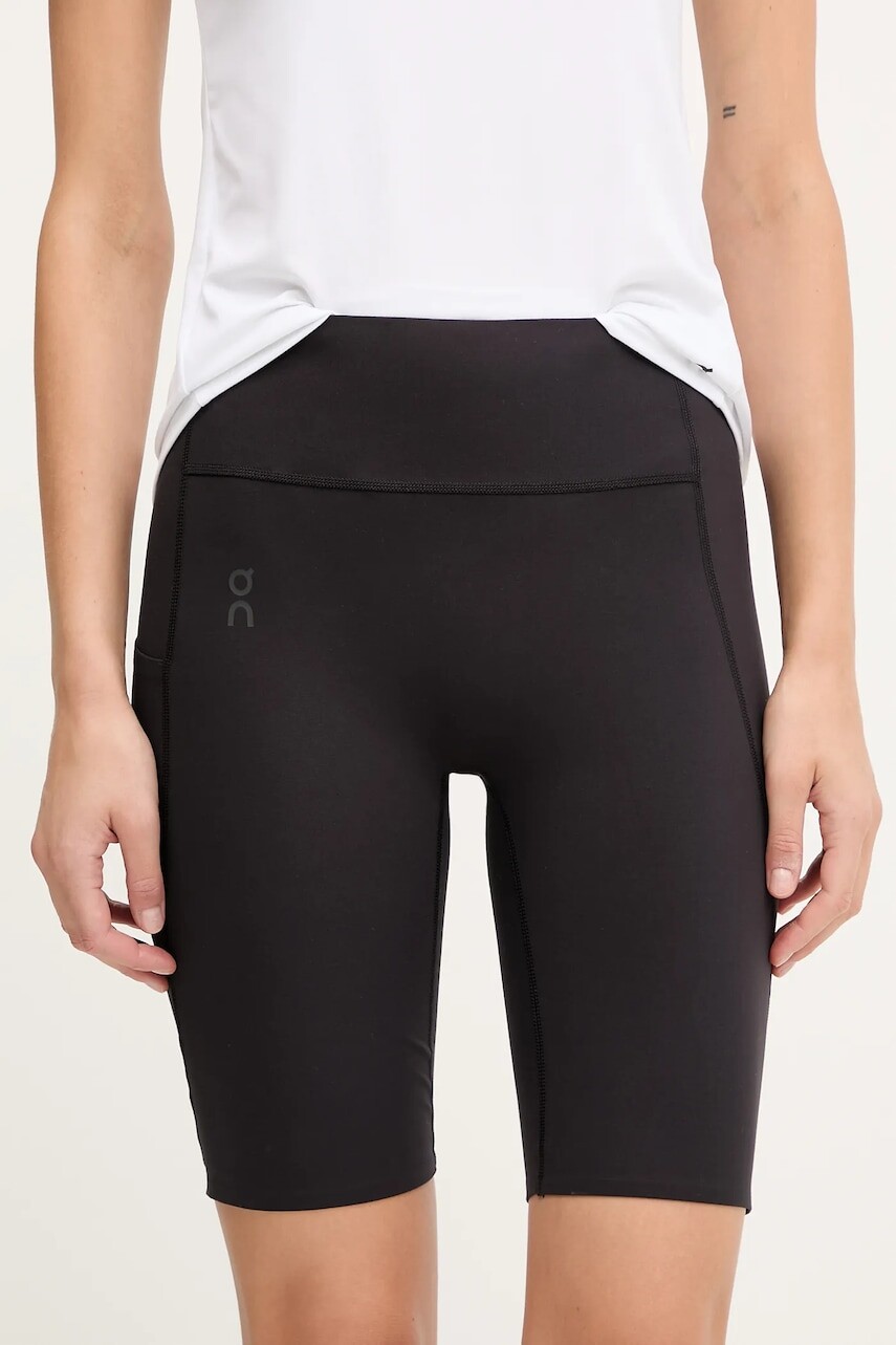 Šortky na jogu ON running Studio čierna farba, jednofarebné, vysoký pás, 1WF12550553