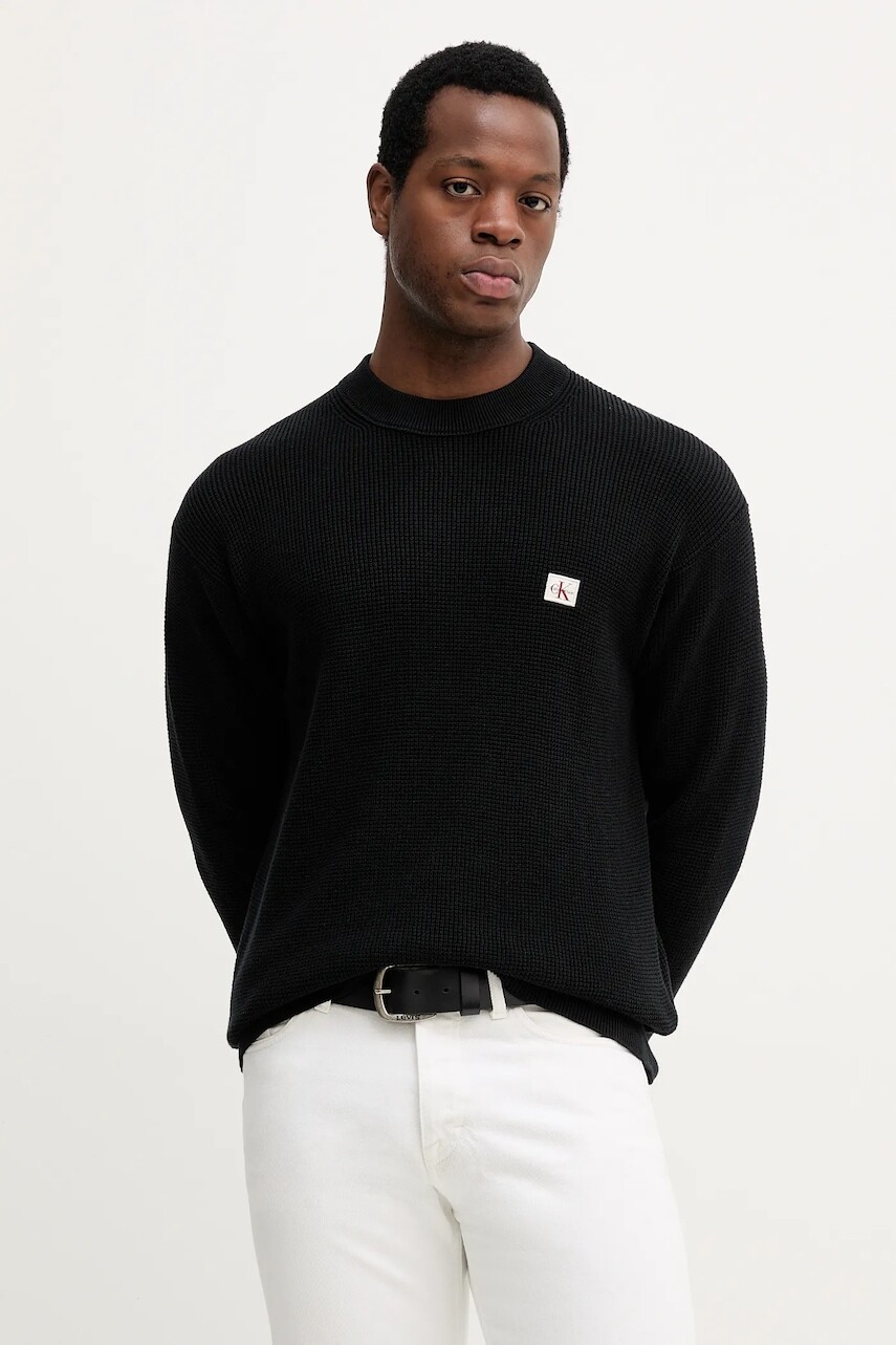 Bavlnený sveter Calvin Klein Jeans čierna farba, LV04RD313G