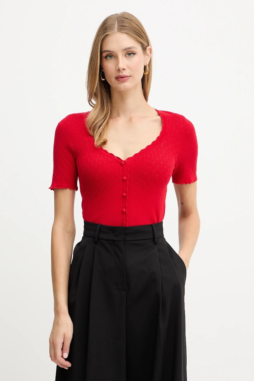 Sveter Morgan červená farba, ľahké, MSNAKE