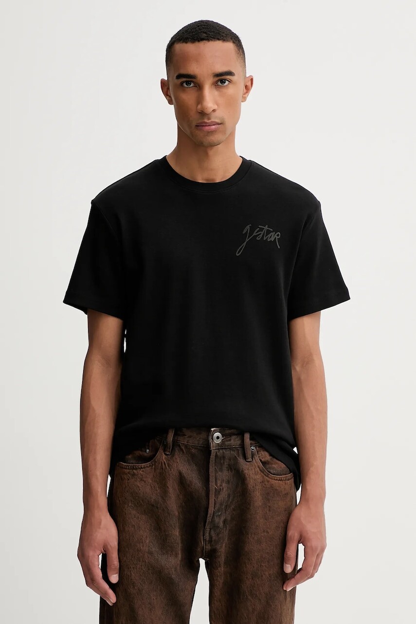 Bavlnené tričko G-Star pánske, čierna farba, jednofarebné, D26823.D976