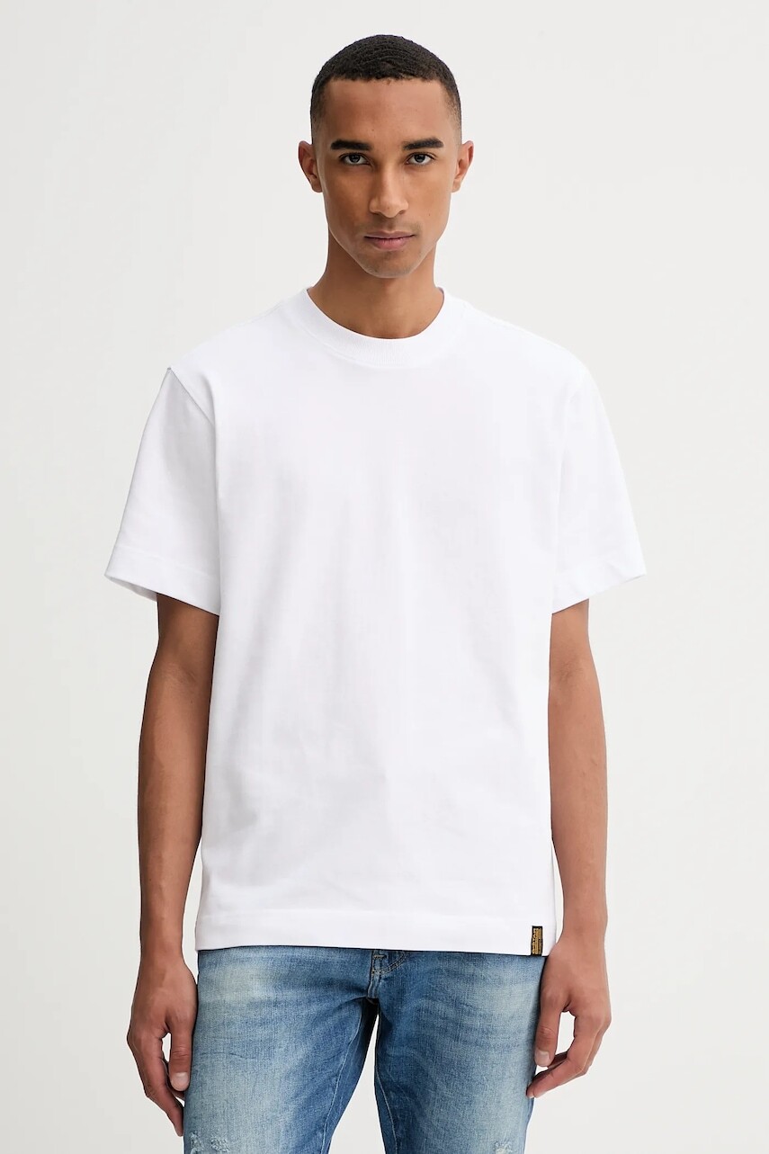 Bavlnené tričko G-Star 0 pánske, biela farba, jednofarebné, D27769.D709