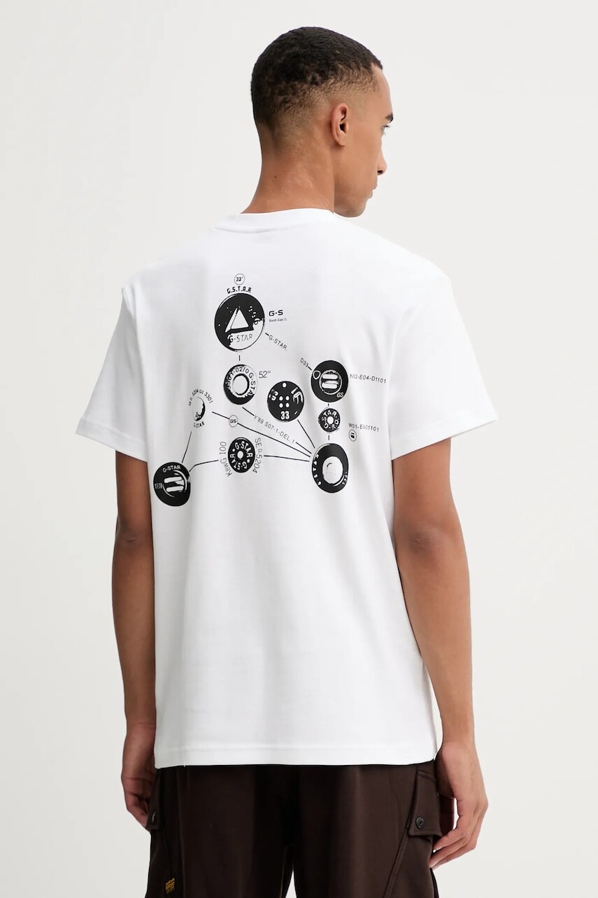 Bavlnené tričko G-Star 0 pánske, biela farba, vzorované, D27721.D976