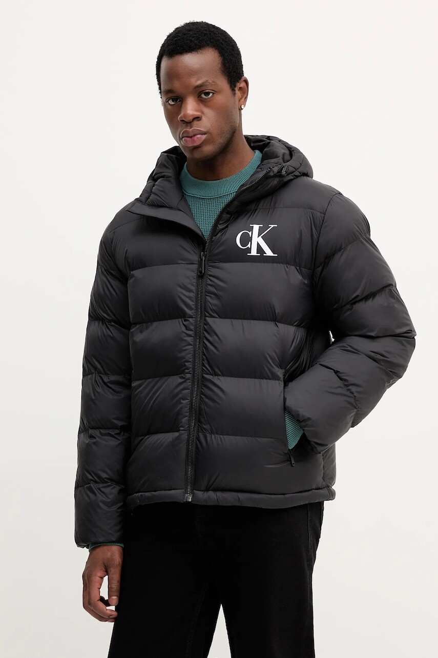 Bunda Calvin Klein Jeans čierna farba, zimná, LV04RD528G