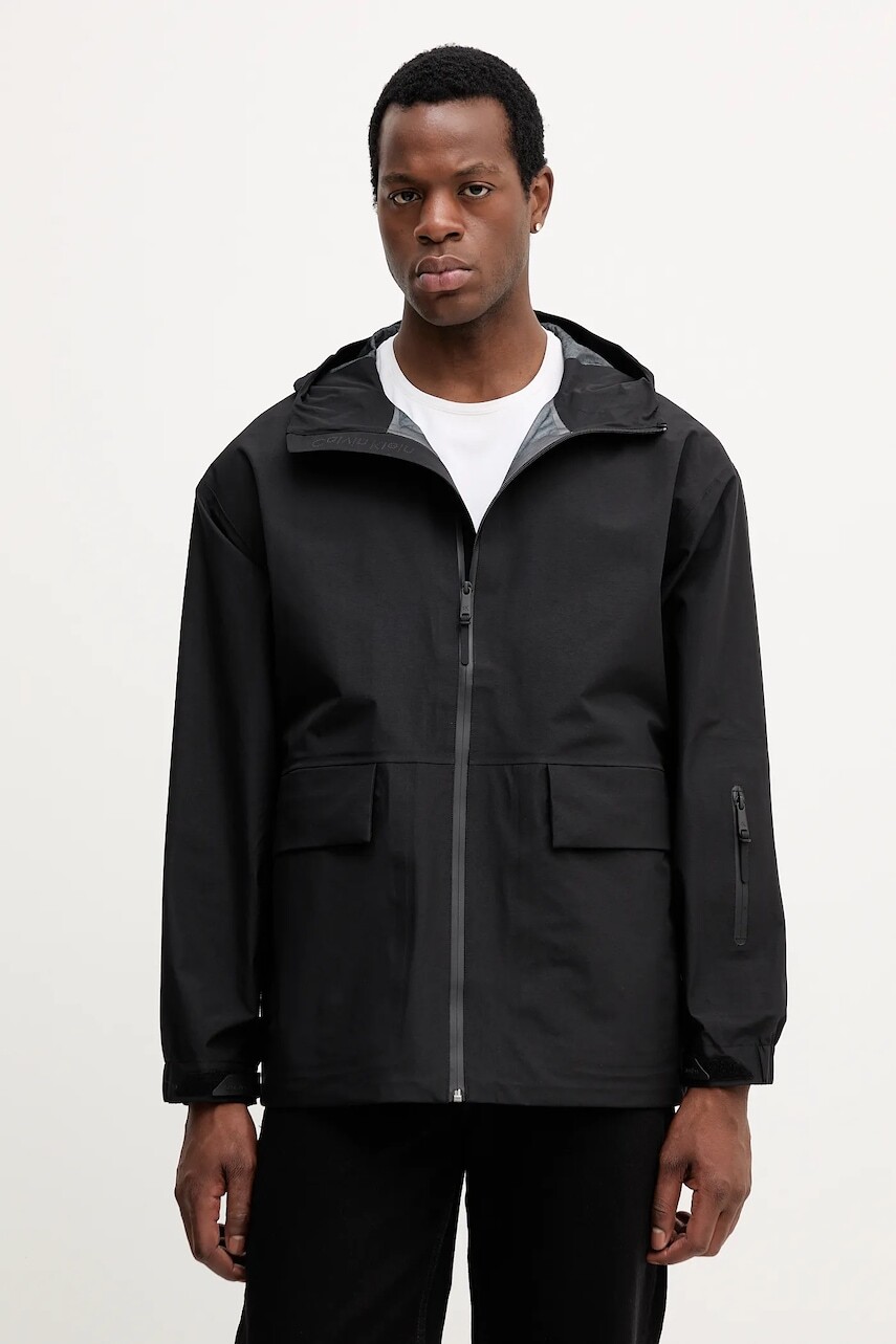 Bunda Calvin Klein Jeans čierna farba, prechodná, oversize, LV04RC509G