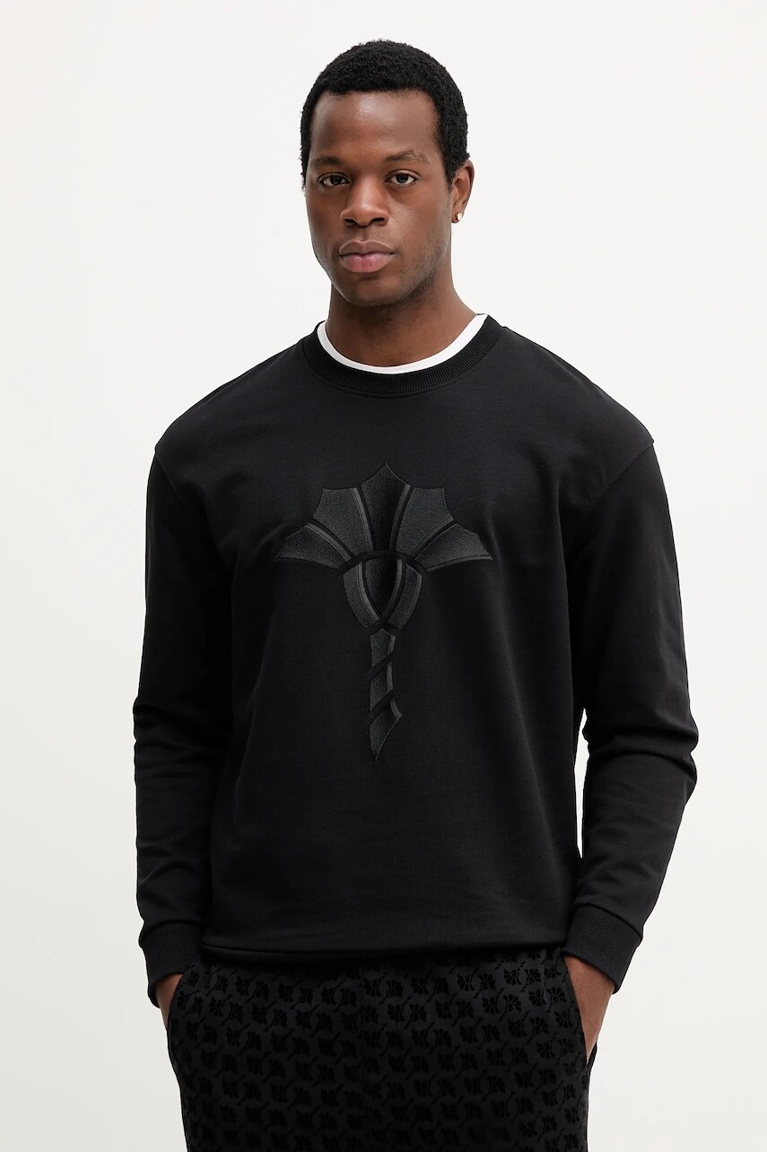 Bavlnená mikina Joop! čierna farba, s nášivkou, 30046988