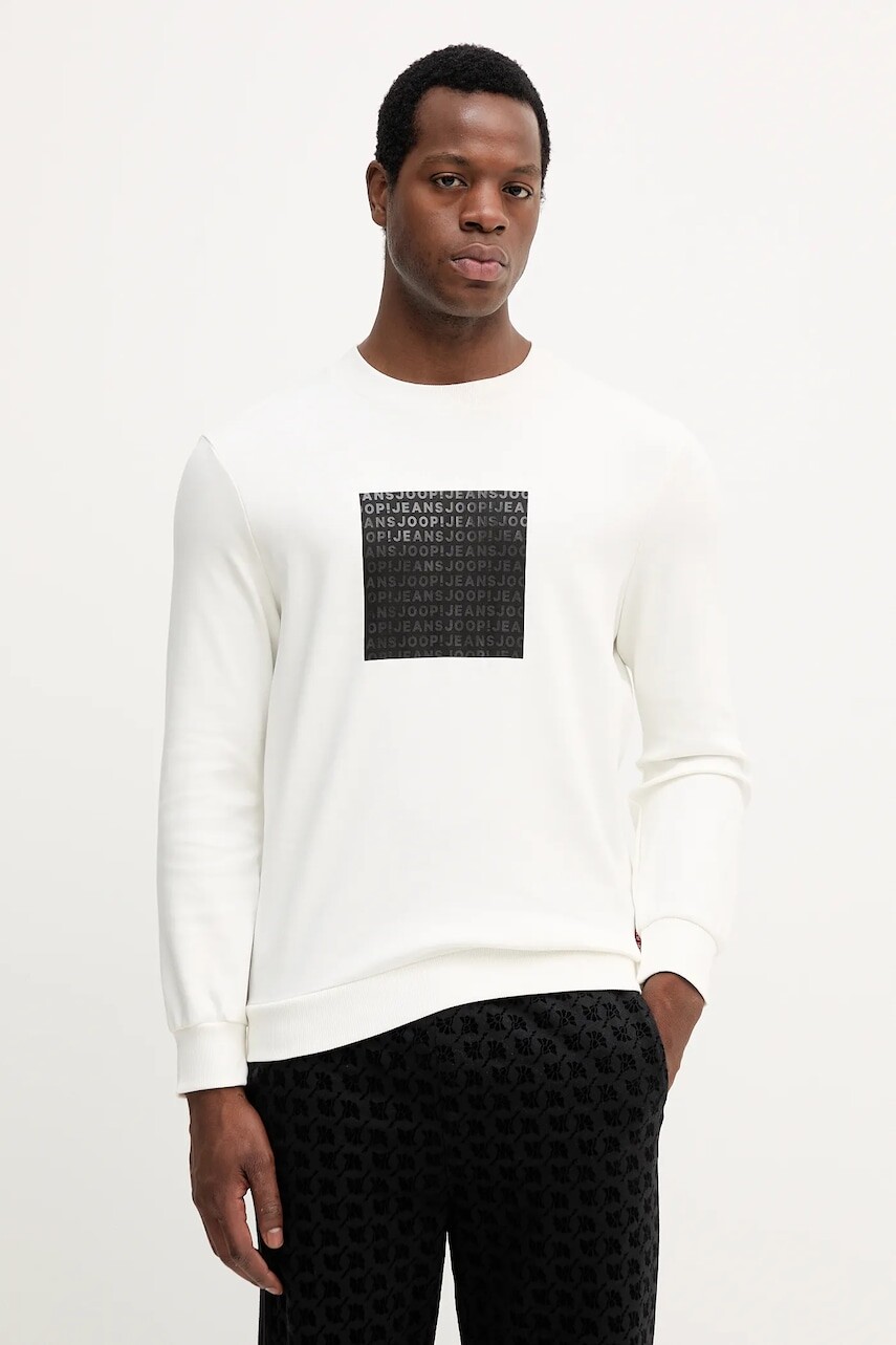 Bavlnená mikina Joop! béžová farba, s potlačou, 30047852