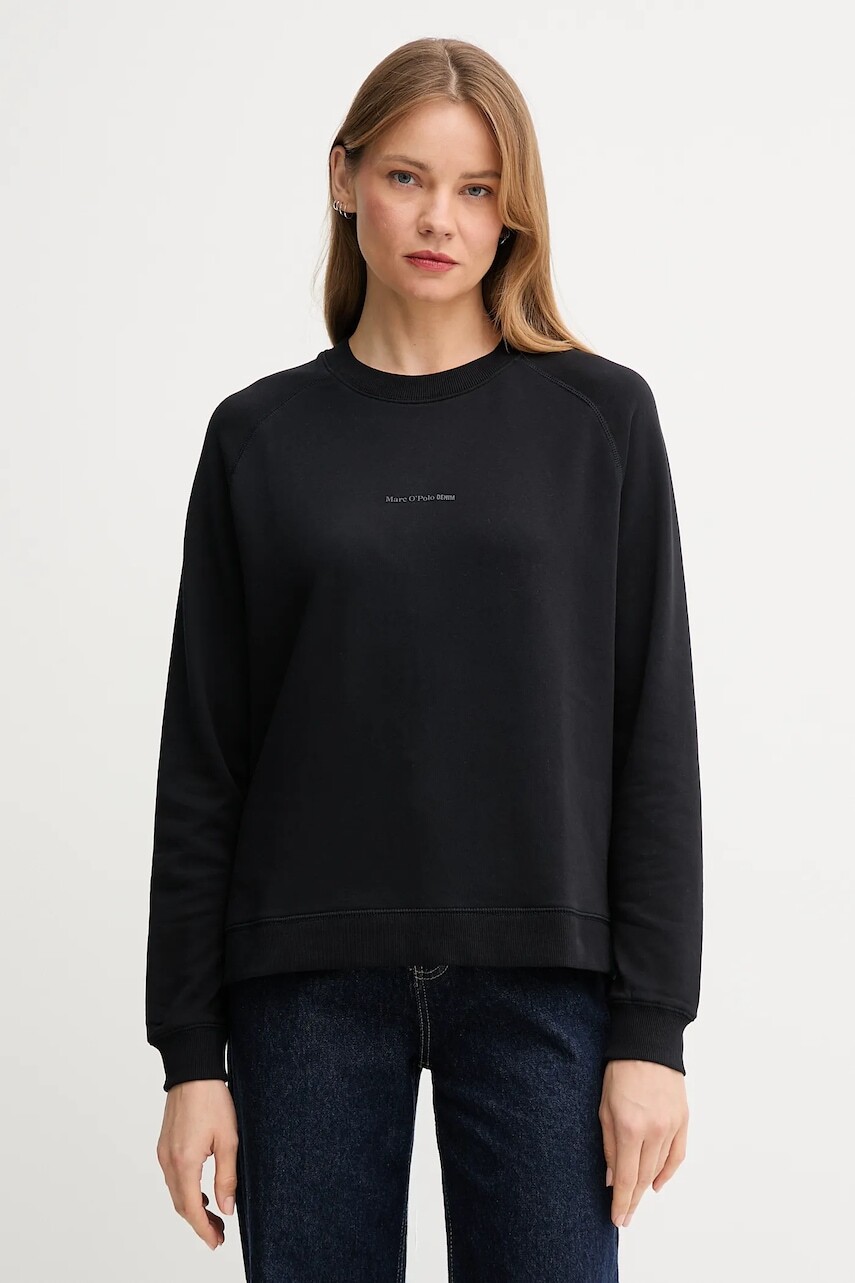Bavlnená mikina Marc O'Polo čierna farba, jednofarebná, 5000006286