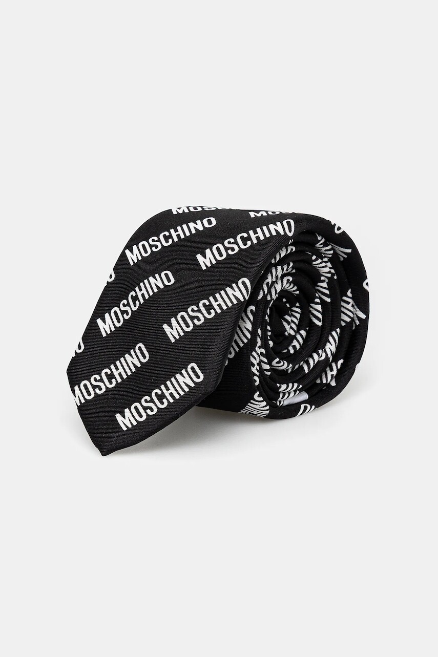 Hodvábna kravata Moschino čierna farba, M5863 55009