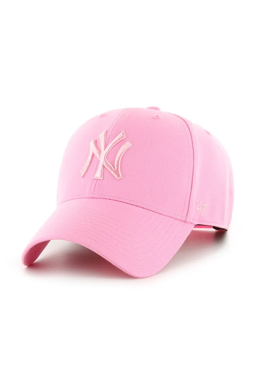 Čiapka s prímesou vlny 47 brand MLB New York Yankees ružová farba, B-MVPSP17WBP-RSB