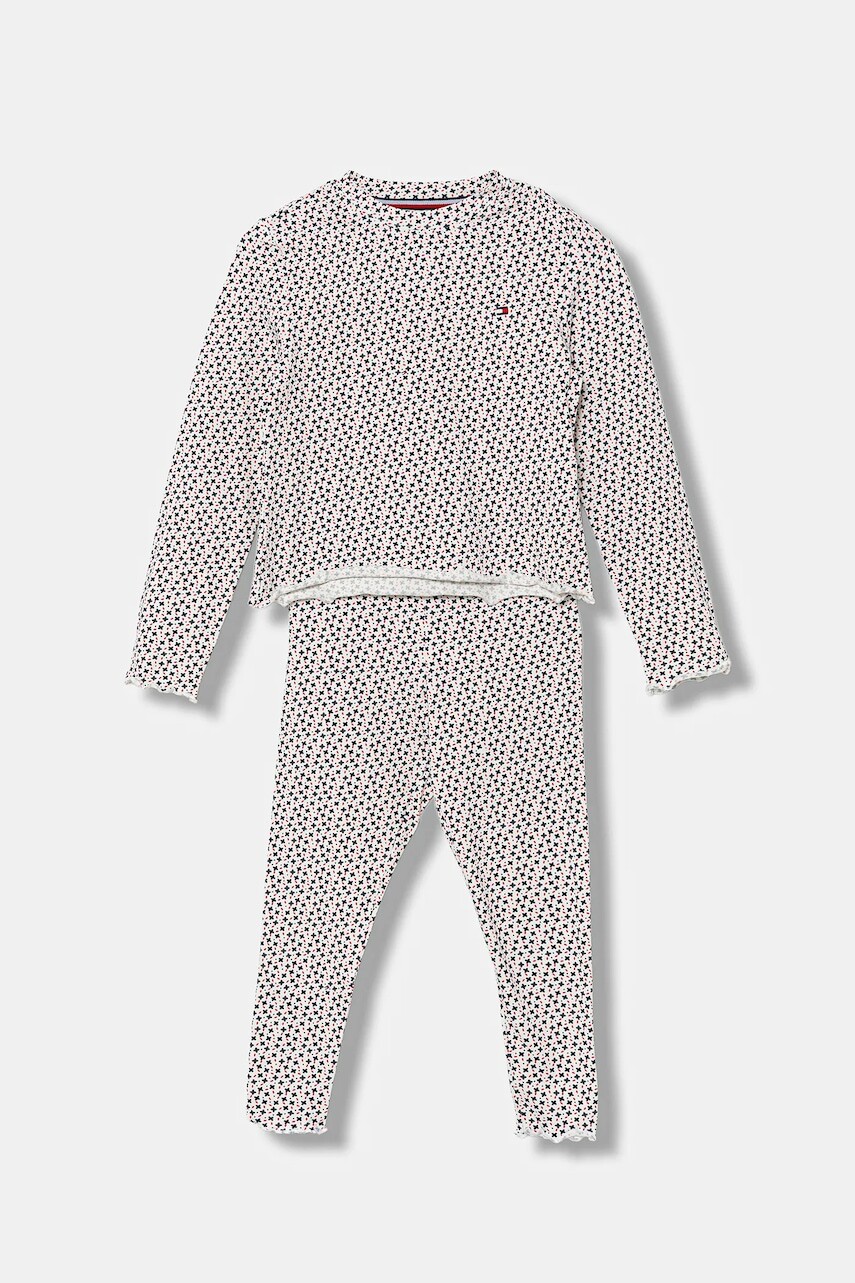 Detské pyžamo Tommy Hilfiger biela farba, vzorovaná, UG0UG00763
