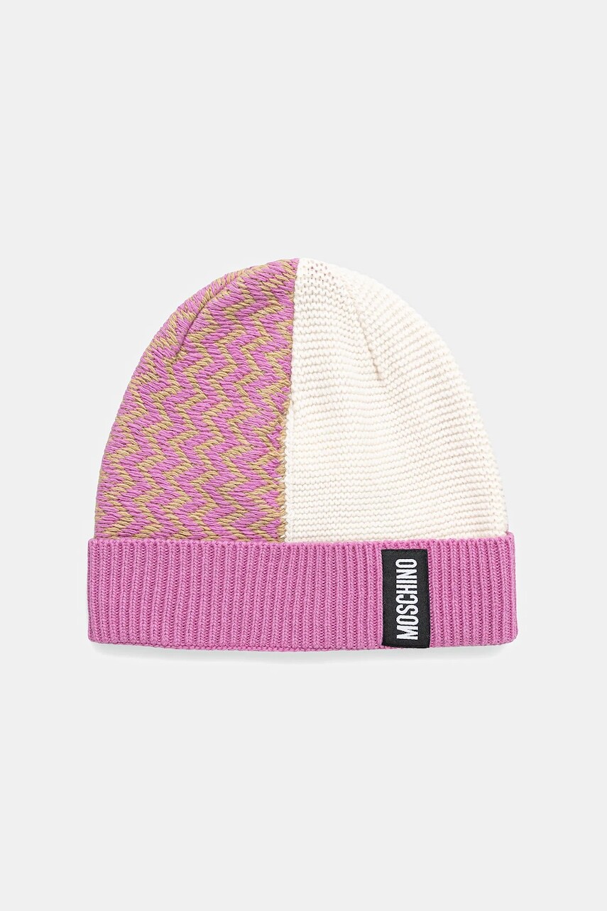Vlnená čiapka Moschino ružová farba, M3338 65448