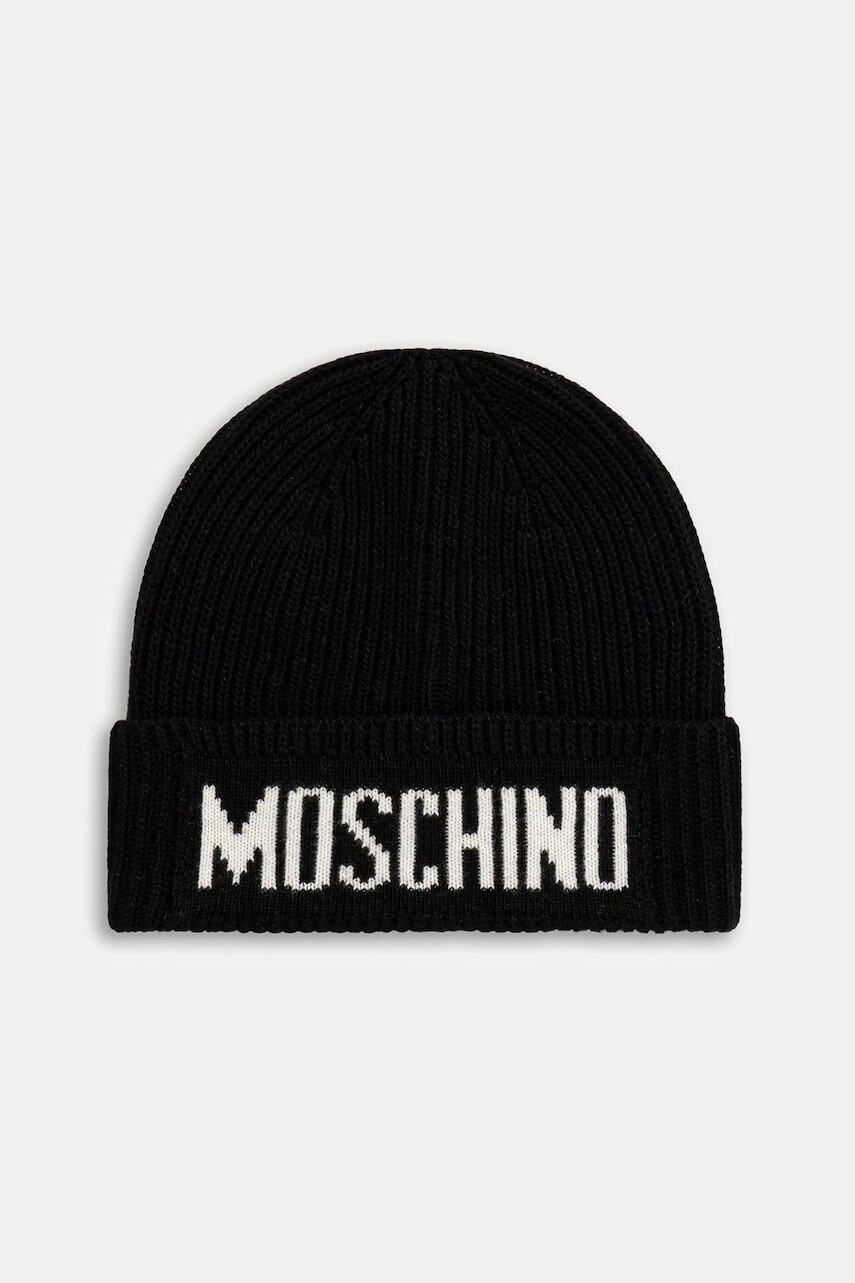 Vlnená čiapka Moschino čierna farba, M5875 60808