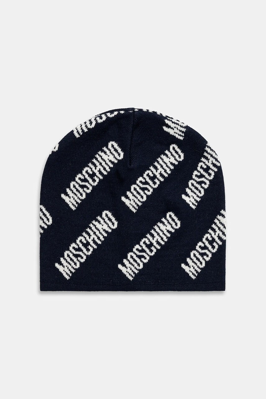 Vlnená čiapka Moschino tmavomodrá farba, M5859 60112