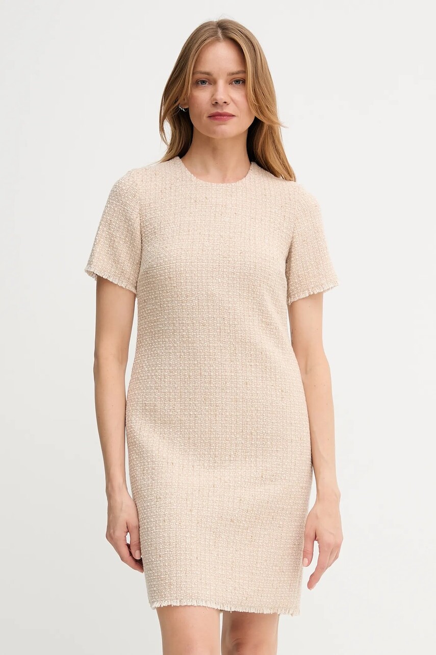 Vlnená sukňa Joop! béžová farba, mini, rovný strih, 30047956