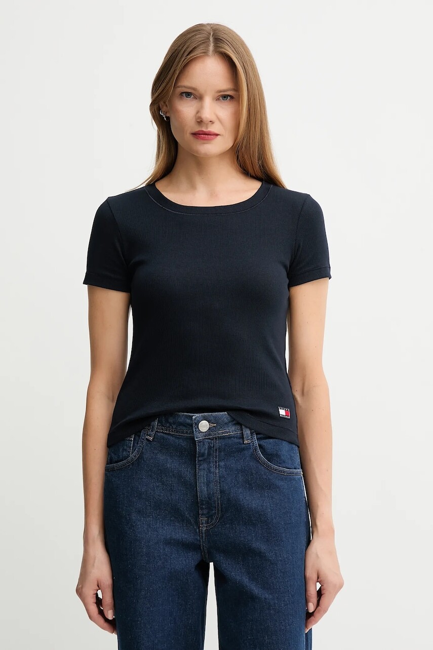 Tričko Tommy Hilfiger dámske, tmavomodrá farba, UW0UW06067