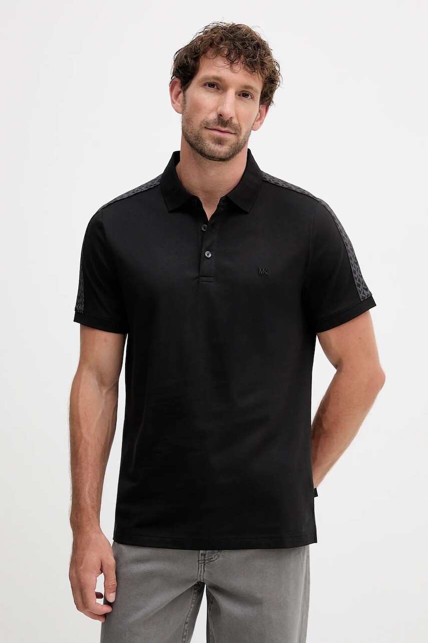 Bavlnené polo tričko Michael Kors čierna farba, s nášivkou, CF552TA19P